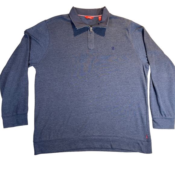 Izod Men's L 1/4 Zip Heathered Blue Pullover - Picture 1 of 12